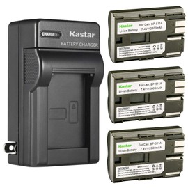 Kastar 3 Pack BP-511 BP-511A Battery and AC Wall Charger Compatible with Canon EOS 5D EOS 10D EOS 20D EOS 20Da EOS 30D EOS 40D EOS 50D EOS 300D EOS D30 EOS D60 EOS Kiss EOS Kiss Digital Cameras