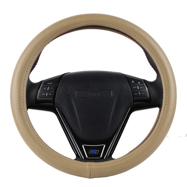 Elegante funda de piel genuino para volante de coche, 15