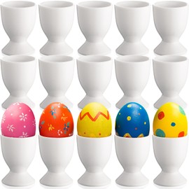 Vesici Ceramic Egg Cups Easter Gift Set of 18 Porcelain Single Egg Stand Holder for Hard and Soft Boiled Egg Breakfast Cooking Party Dinning Kitchen Gadgets Tools