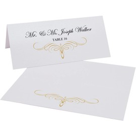 Decadent Flourish Printable Place Cards, Gold (Choose Color), Set of 150 (25 Sheets), Laser & Inkjet Printers - Wedding, Party, Dinner, and Special Events - Made in the USA