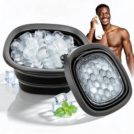 Face Ice Bath Bowl - Foldable Face Tub with Built-In Ice Tray for Perfect Fit, Facial Skincare Tool for Cold Therapy, Reduce Puffiness, Tighten Pores & Refresh Skin, Dunking Tub (Black)