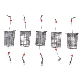Fishing Bait Cage,5pcs Carp Fishing Bait Trap Cage Feeder Basket,Bait Traps for Fishing,Stainless Steel Carp Fishing Feeder,Fishing Feeder Basket Holder,Carp Fishing Equipment(M), crawfish trap b