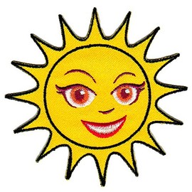 Sun Yellow Iron-On or Sew On Patch Iron-On Patch Iron-On Patch for Clothes Embroidered Iron-On Patch Application Sun Patch Size 8.2 x 8.2 cm