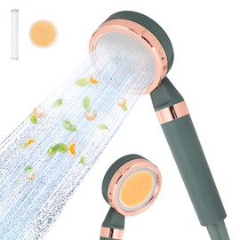 ELARIV Dual Filtered Shower Head (Vitamin C & PP Filter) Filter Shower Head, High Pressure, Hard Water, Chlorine Removing, Dual Filtration (Vit-C & PP Filter), Replaceable Filters (Green)