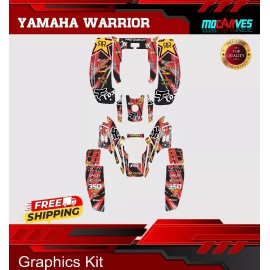 Yamaha Warrior 350 full graphics kit stickers Warrior decal atv Red