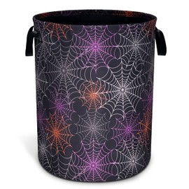 Spider Web Laundry Basket Gothic Print Oxford Cloth Laundry Hamper With Handle Foldable Portable Clothes Storage Basket 18.9 X 16.5 In Storage Bag For Laundry Room/Bathroom/Bedroom/Dormitories