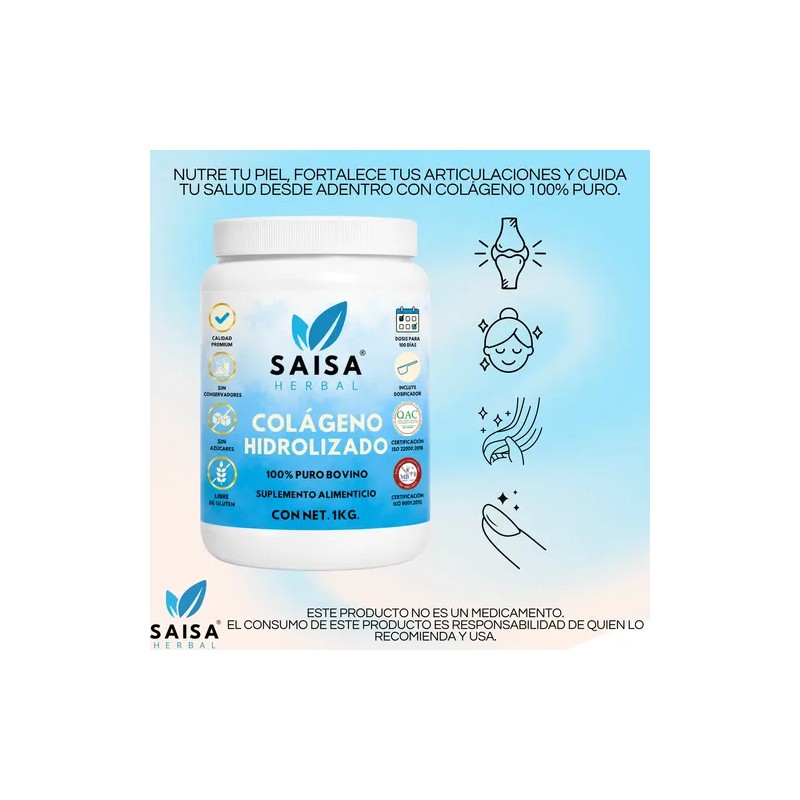 Colágeno Hidrolizado En Polvo 1 Kg - Saisa