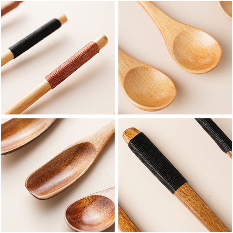 SITEDAN Muddler Spoon Wooden Dessert Spoon, Ice Cream Spoon, Small,