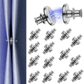 Suweiyuanshiyi 15 Pairs Magnetic Curtain Buckle with Tack Curtain Weights Magnets Button Magnetic Curtain Clip to Prevent Light from Leaking & Curtains from Being Blown Around, Silver