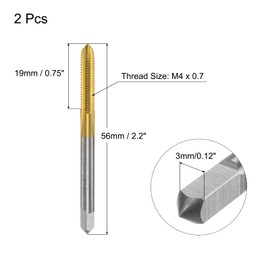 QUARKZMAN Metric Tap M4x0.7 Titanium Coated Cobalt HSS (High Speed Steel) with 3 Straight Cutting Edges Mini Micro Screw Thread Repair Tool Pack of 2