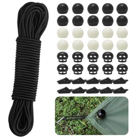 Elastic Cord, 9m Bungee Straps with 30 Black Bungee Balls Elasticated Shock Cord for Stabilising Indoor and Outdoor Free to Cut the Length as Needed