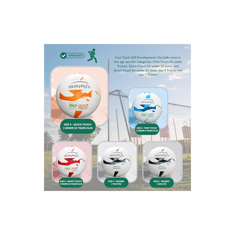 Murphy's Gaelic Footballs, 4/Quick Touch, White