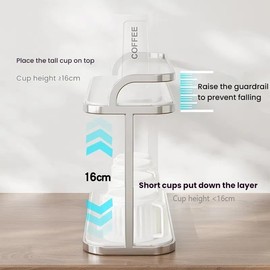 HZBL-LP 304 Stainless Steel Water Bottle Drying Rack Cup Storage with Drain Tray Mug Organizer for Kitchen - 2 Tiers (Silver-304 Stainless Steel)