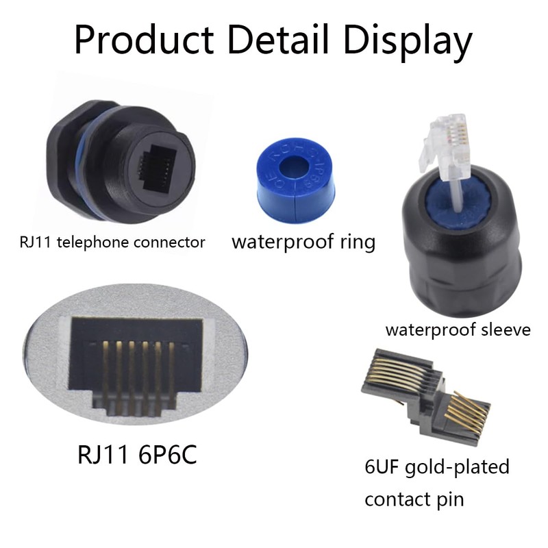 PENGLIN Waterproof RJ11 Coupler(5 Pack) Telephone Line Cable 6P6C Connector,CAT3