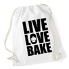 Hippowarehouse Live Love Bake Drawstring Cotton School Gym Bag 37cm