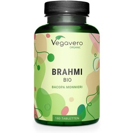 Vegavero Organic Bacopa Monnieri 1500mg | 2% Natural Bacosides | Lab-Tested Brahmi Supplement | 180 Vegan Tablets