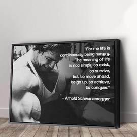 Arnold Schwarzenegger Bodybuilding Motivational Quote Canvas Art Wall Art Home Decor - Various Sizes (12in x 8in Modern Black Framed)