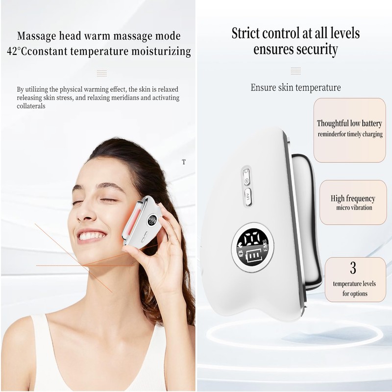 Rain smaller® EMS Gua Sha,Gesichtsmassagegerät Gua Sha Elektrisch mit Vibration&Wärme