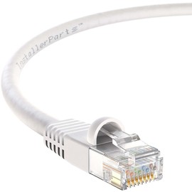 InstallerParts (10 Pack Ethernet Cable CAT5E Cable UTP Booted 2 FT - White - Professional Series - 1Gigabit/Sec Network/Internet Cable, 350MHZ