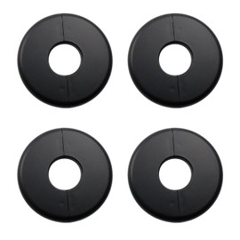 Wall Split Flange Escutcheon Plate for 1 Inch Pipe 4Pcs Black, ABS Round Hole Cover, 3.38 Inch Self-Adhesive Pipe Cover, Water Pipe Wall Hole Decoration for Laundry Bathroom Kitchen