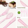 50 Pcs Clear Pink Plastic Forks, Pink Plastic Silverware, Heavy