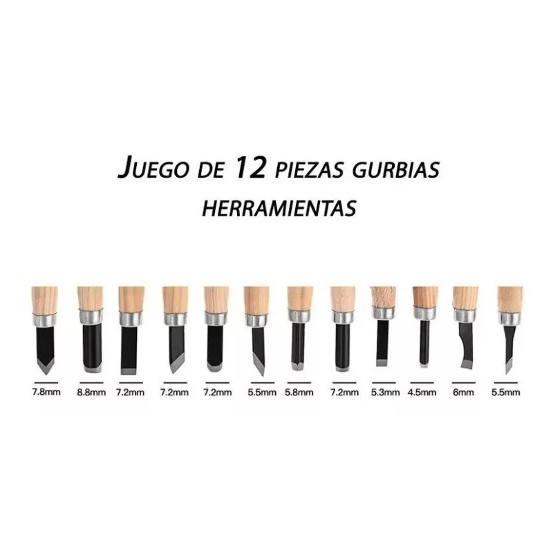 Compraymas Juego De Gurbias Escolares 12 Pzs Herramienta De Carpinteria