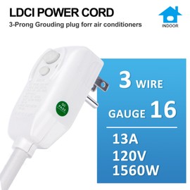 Baomain 7.5FT LCDI Power Cord 120V 13A 1560W, NEMA 5-15P, UL Listed for Window/Portable AC
