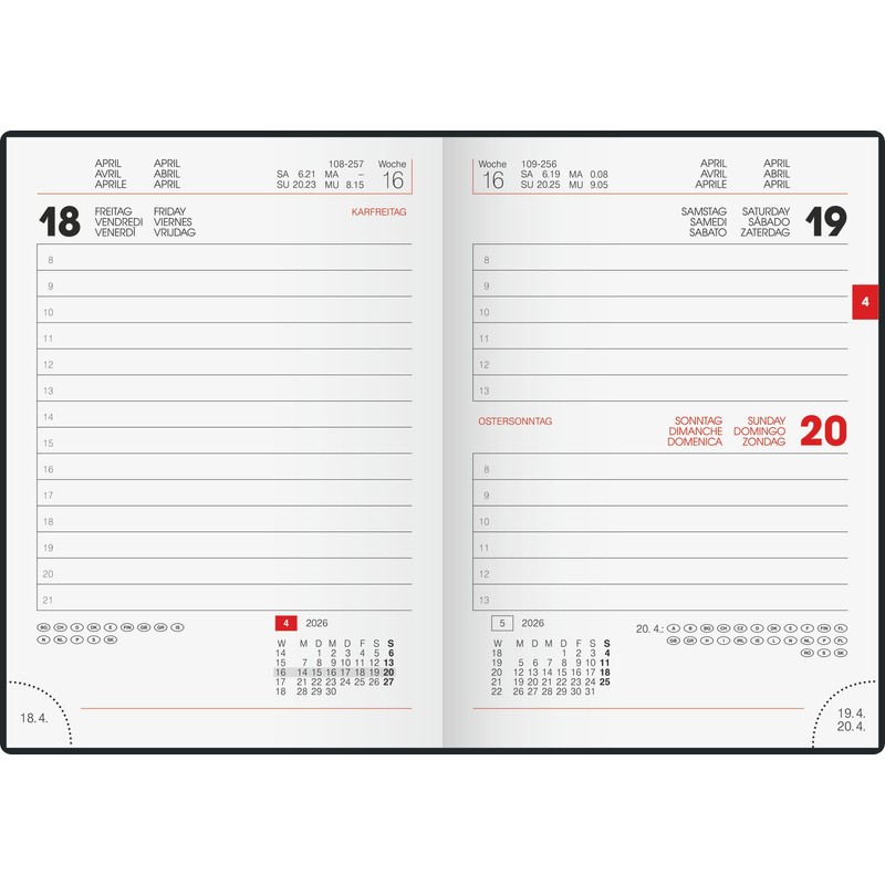 BRUNNEN Pocket Calendar Model 736 '26 | A6, Plastic, Black