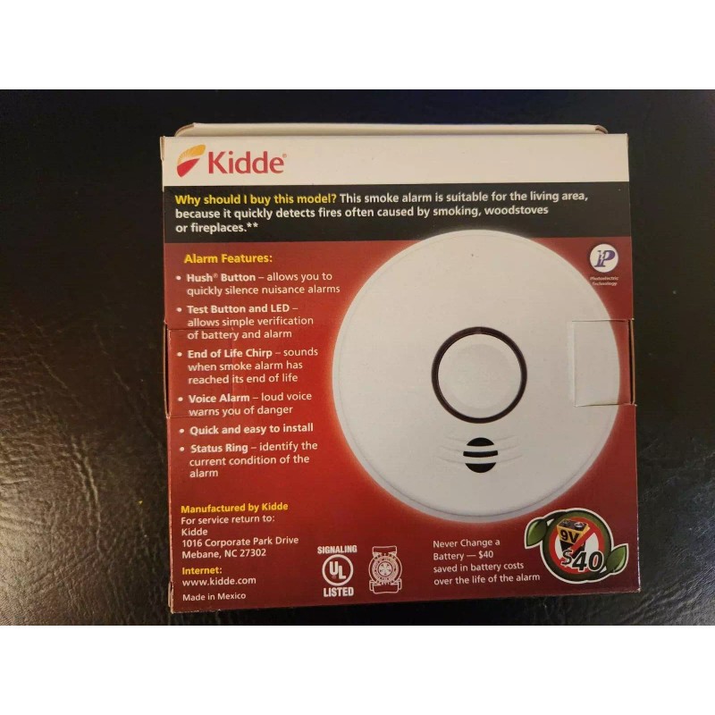 Kidde 21027537 Smoke Alarm 120V w/Voice Alarm, color status ring,