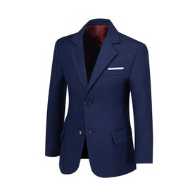 SaiLiiny Blazer para niños, chamarra de un botón, traje azul para niños, traje ajustado con solapa, chamarra formal, Azul, 2