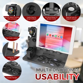 Gifts for Men Christmas Bedside Organiser Birthday Gifts for Him Wood Phone Docking Station Key Holder Wallet Watch Stand Mens Gifts for Christmas Fathers Day Xmas Presents for Dad Husband Boyfriend