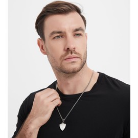 Lemu Mens Cross Necklace Shield Armor of God Pendant with Bible Verse Joshua 1:9 Stainless Steel Chain Length 18''