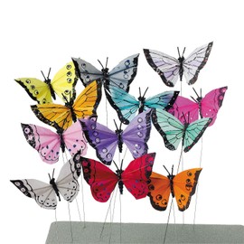 Fun Express Feather Butterflies Craft Kit - 12 Colorful Butterfly Decorations for Kids Crafts DIY Projects Home Decor School Activities - Perfect for Creative Fun Parties Classroom Crafts - 12 Pieces