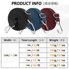 TRIWONDER Cargo Rubber Band, Elastic Strap, For Securing Bicycles, Bungy Cord, Includes Hooks on Both Ends