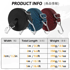 TRIWONDER Cargo Rubber Band, Elastic Strap, For Securing Bicycles, Bungy Cord, Includes Hooks on Both Ends