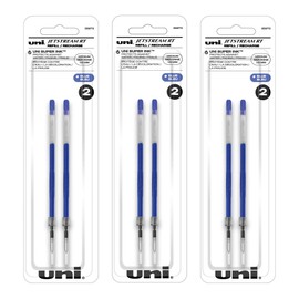 Uniball Jetstream RT Ballpoint Pen Refills, 1.0mm Medium Point, Blue Ink, 6 Refills
