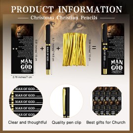 Sayglossy Christian Gifts for Men Man of God Gifts Bulk Man of God Pens Bible Verse Ballpoint Pens Religious Cards with Ties Easter Gift for Church Pastor Men Dad Godfather(36 Sets)