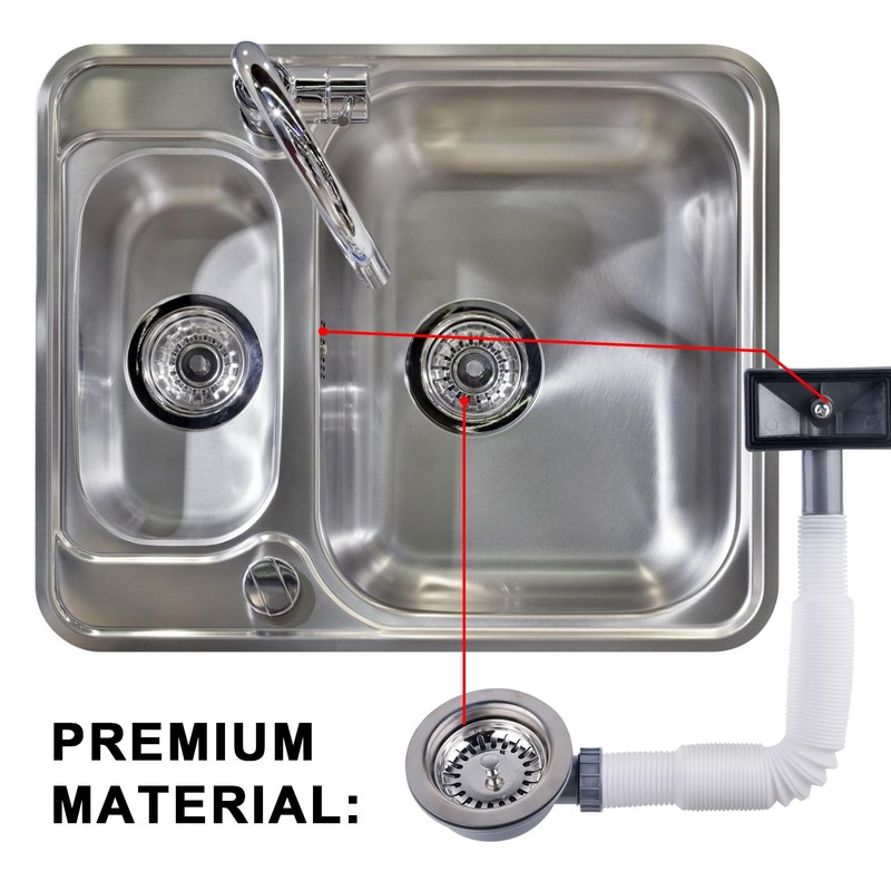 Kitchen Sink Drain Set, 114 mm Stainless Steel Kitchen Sink