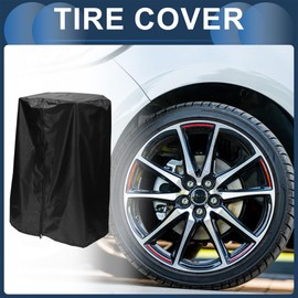 INFINAUTO Tyre Cover, 85 cm Diameter, 120 cm Height, Lightweight Vehicle Tyres, Storage, 420D Oxford Fabric, Black, Pack of 1