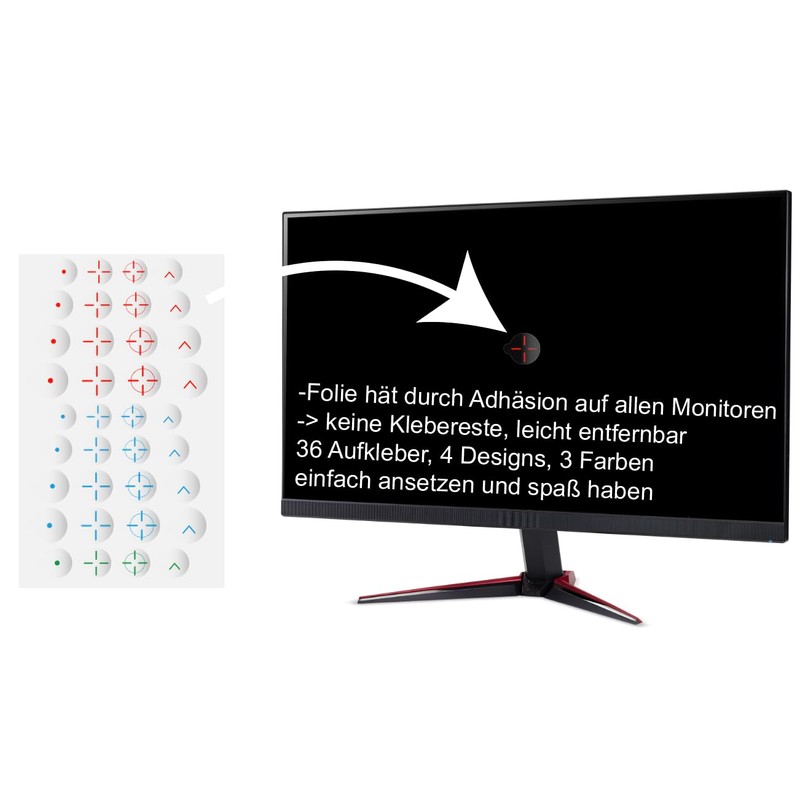 Fastscope Fadenkreuz-Aufkleber für Monitor, 36 Stück, Schwarz
