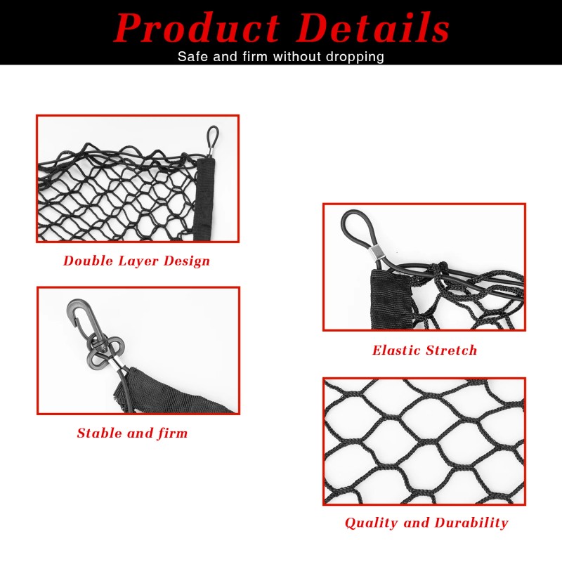 QUAYUB Rear Trunk Envelope Style Organizer Cargo Net for HYUNDAI