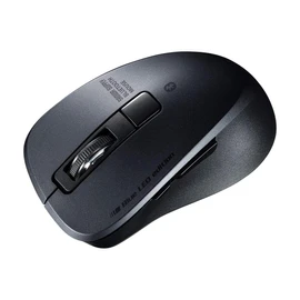 Sanwa Supply Bluetooth 5.0 Mouse, Silent, Blue LED, 5 Buttons, 2400 dpi (3-Step Switching), Small, Black MA-BTBL155BK