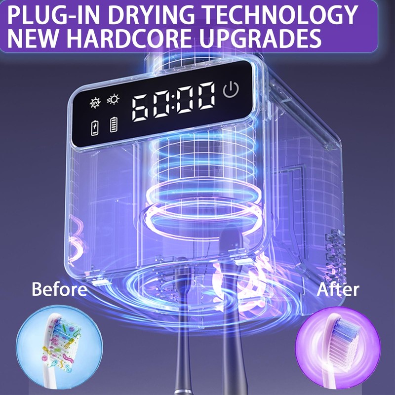 Smart Electric Toothbrush Holder with Cleaning and Hot Air Drying,LED