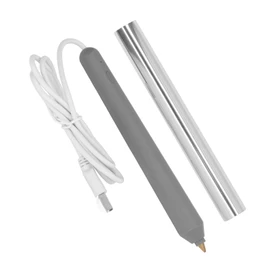 Hot Foil Pen, USB Heat Foil Stamping Embossing Pen, ABS Crafting Tool with Ultra Fine Tip, 4pcs Different Tips, for Paper, Wood, Plastic (Silver)