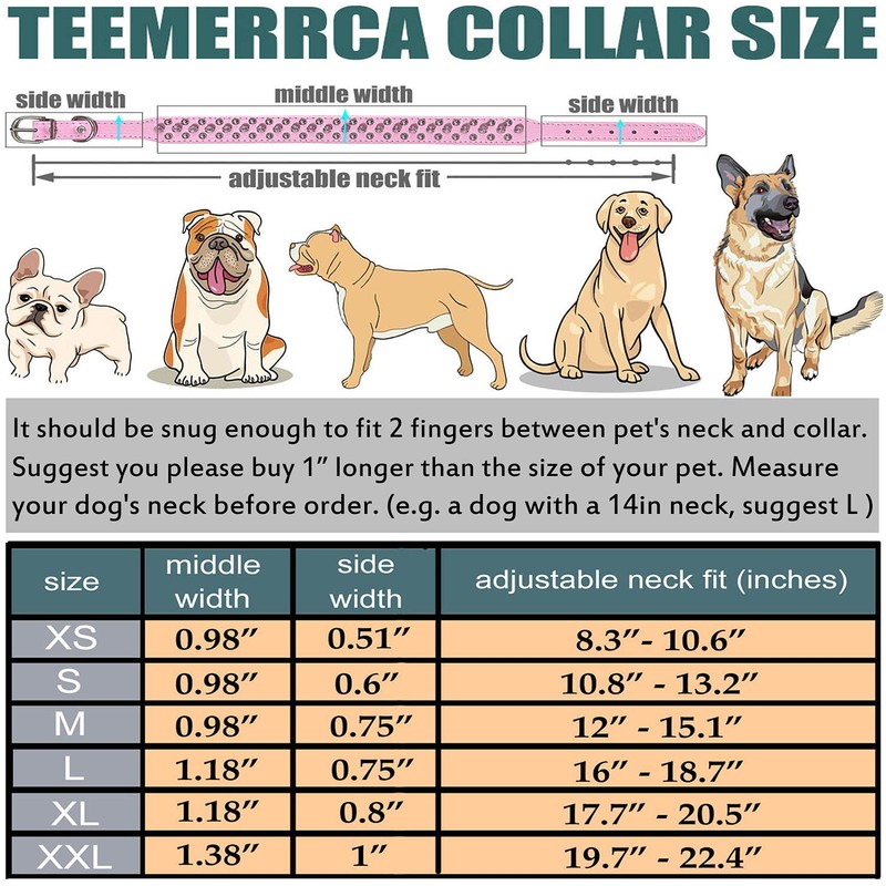 TEEMERRYCA Leather Dog Collar with Gold Spikes for Small Medium