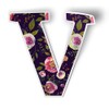 Squiddy Floral Letter V Pretty Roses Design - Vinyl Sticker