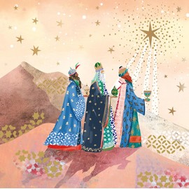 Religious Art Charity Christmas Cards Embossed with Gold Foil - Eco-Friendly - Pack of 6 (To Bethlehem)