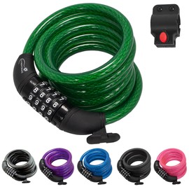 Lumintrail Combination Bike Lock Cable for Bike Accessories - 4ft Bike Locks Heavy Duty Anti Theft with Combinations - Bike Cable Lock Combination with Mounting Bracket (1 Pack, Green)