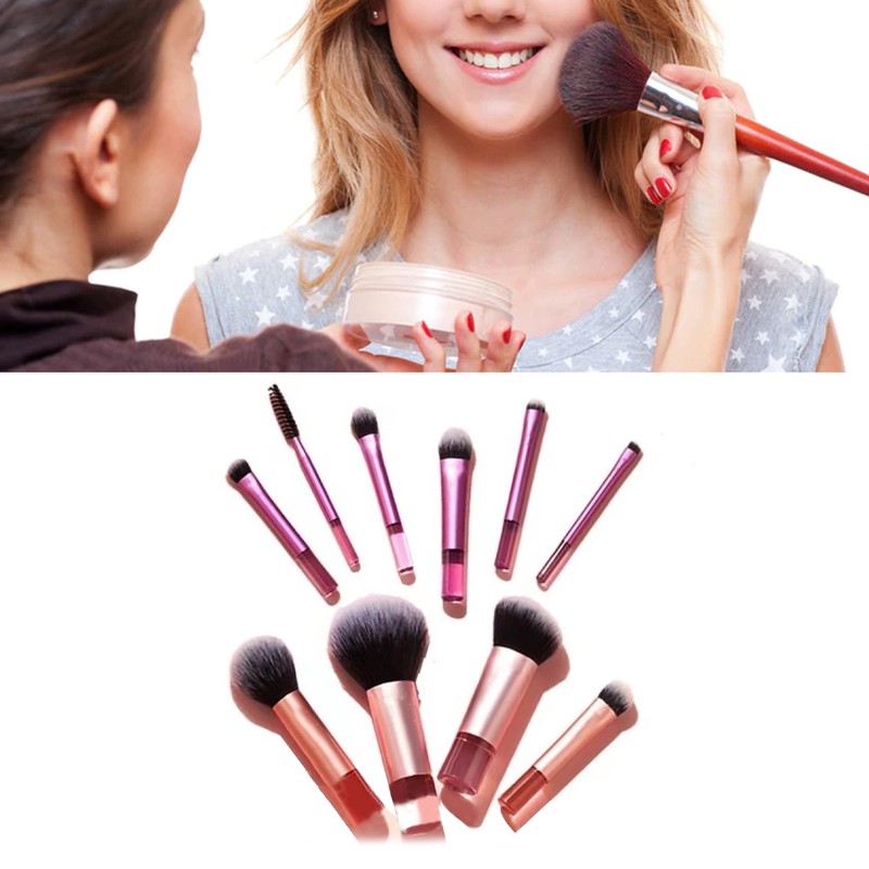 10PCS Mini Makeup Brush Set Portable Travel Cosmetic Brushes Kit