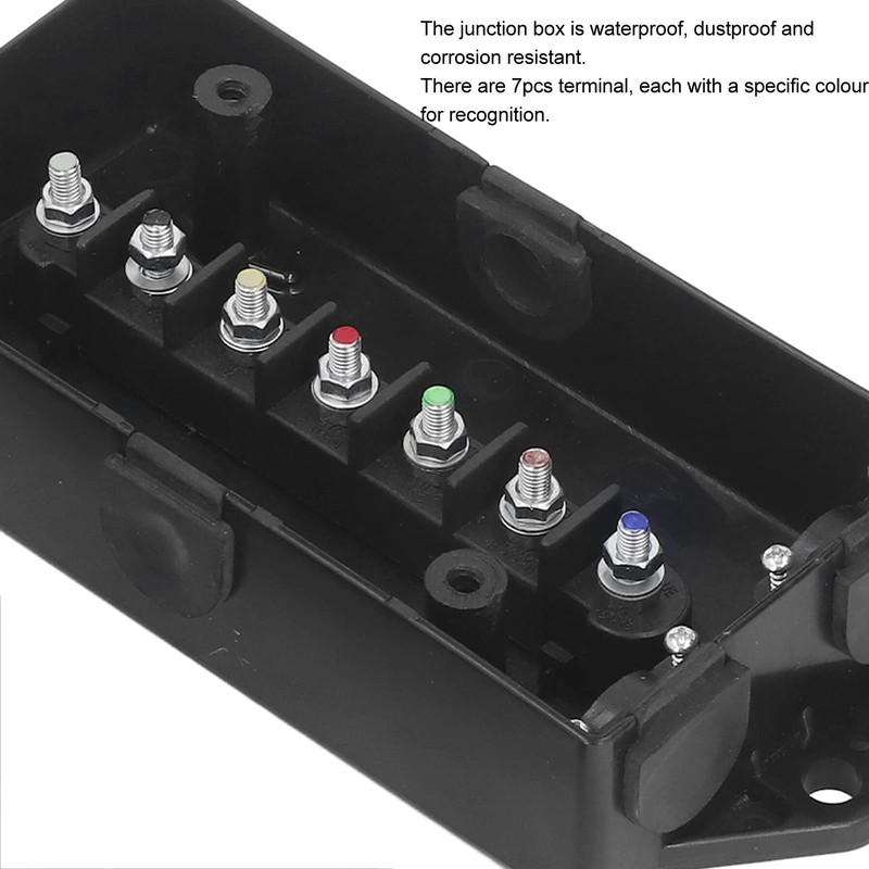 OVAQUIXI 7 Way Trailer Junction Box, ABS Terminal Connector, Waterproof